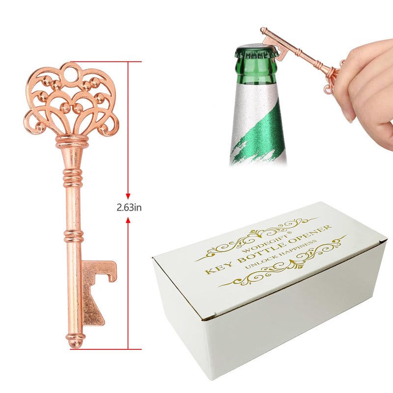 WODEGIFT 60 PCS Bridal Shower Favorsï¼ŒWedding Favors Key Bottle Opener with Thank You Card Tag and Key Chains,Wedding Souvenirs for Guests(Rose Gold) - Image 2